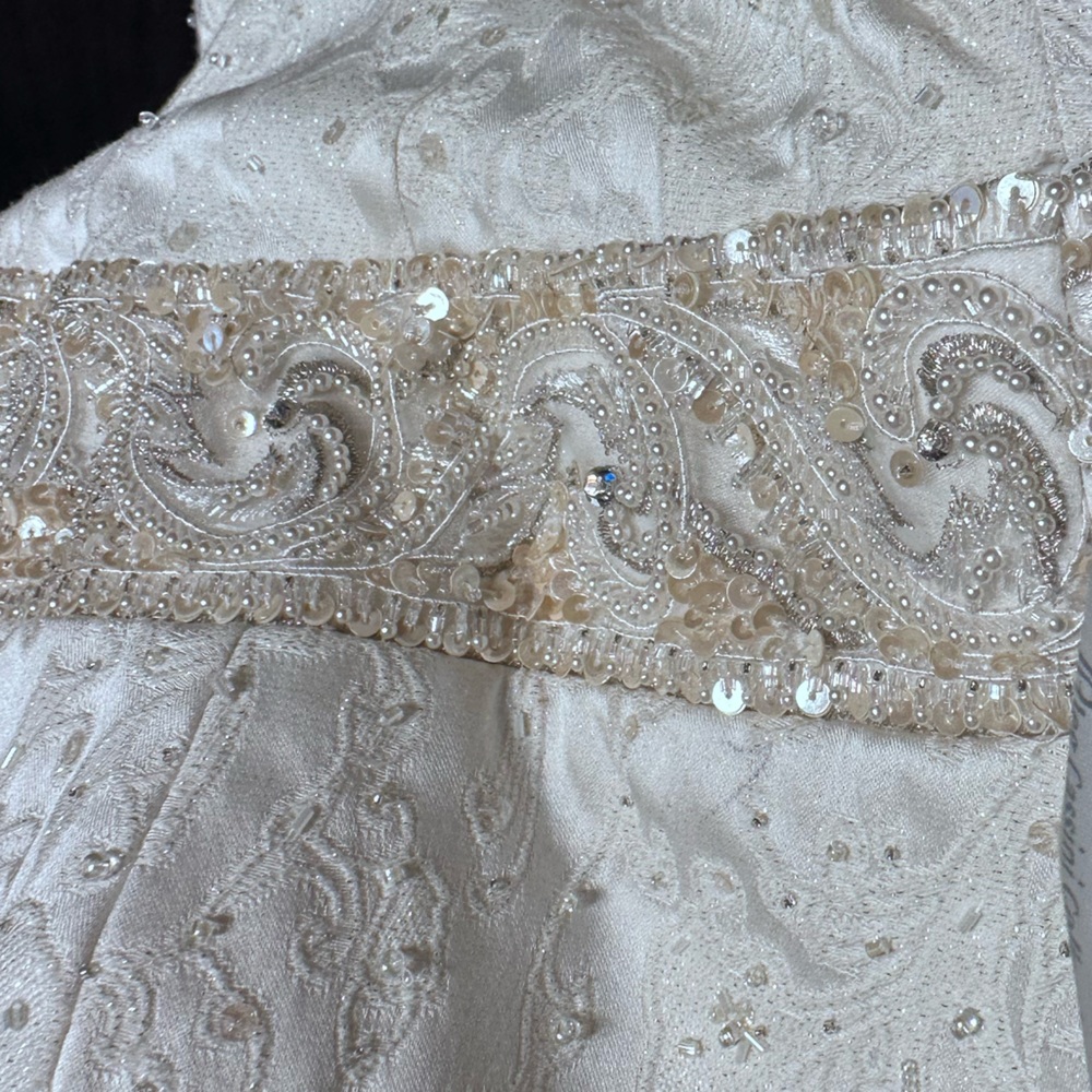 Strapless sequin ivory wedding dress NWT train tail mermaid style size 8 - Picture 12 of 17